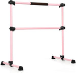 GYMAX Portable Ballet Barre, 4 Feet Folding Height Adjustable Ballet Bar with Anti-Skip Pad