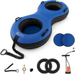 GYMAX Heavy Duty Snow Tube for Sledding 40” Inflatable Snow Sled with Canvas Cover