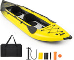 GYMAX Inflatable Kayak, 12.5Ft 507lbs Tandem Kayak with 2 Aluminum Paddles, 2 Padded Seats