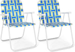 GYMAX Lawn Chair Folding Webbed Beach Lounge Chairs Set with Highback