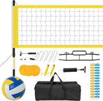 GYMAX Volleyball Net Portable Volleyball Set with Adjustable Poles & Anti-Sag Design