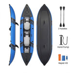 GYMAX Inflatable Kayak, 12.5Ft 507lbs Tandem Kayak with 2 Aluminum Paddles, 2 Padded Seats