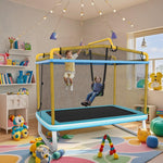 GYMAX Trampoline for Kids, ASTM 75 inch 3 in 1 Rectangle Trampoline for Toddlers Indoor/Outdoor