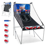 GYMAX Arcade Basketball Game Indoor Foldable with 8 Game Modes, Arcade Sound, 4 Balls and Inflation Pump