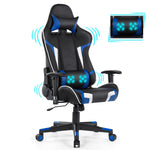 GYMAX Gaming Chair, Massage Gaming Chairs for Adults with Headrest, Lumbar Support & Armrest