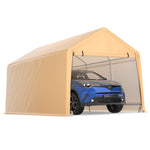 GYMAX Carport, Portable Garage with Roll Up Removable Doors, All Season Car Canopy for Truck