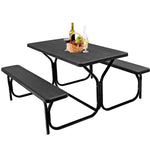 GYMAX Picnic Table, Picnic Bench Easy to Assemble w/All Weather