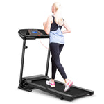 GYMAX Foldable Treadmill, Walking Treadmill with Manual Incline, 12 Preset Programs & Heart Sensor, Portable Running Machine for Small Space Home Office