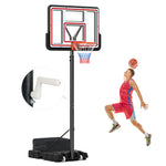 GYMAX Basketball Hoop, 7.4-10 FT Single Hand Rotation Adjustable Basketball Goal with 44” PC Backboard