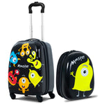 GYMAX Kids Carry On Luggage Set, 12" & 16" 2PCS Rolling Suitcase