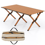 GYMAX Folding Camping Table, Aluminum Roll-Up Picnic Table with Carrying Bag