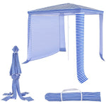 GYMAX Beach Cabana, 6.7 FT x 6.8 FT Height Adjustable Beach Umbrella with Detachable Sidewall & Carry Bag