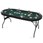 GYMAX Poker Table Foldable, 8-Player Texas Holdem Poker Table with Metal Cup Holders, Casino Grade Felt & Padded Rails