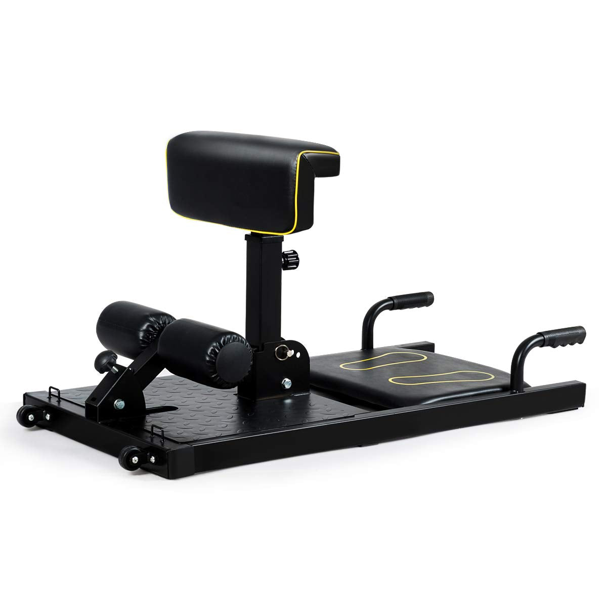 GYMAX Sissy Squat Machine, 8-in-1 Workout Machine with Adjustable Height & Protective Foam