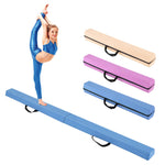 GYMAX 7FT Folding Balance Beam, Portable Floor Gymnastics Beam with Carrying Handle, Suede Cover
