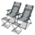 GYMAX Patio Chairs with Ottomans, Outdoor Recliner Set of 2/4 with 7-Level Backrest