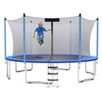 12FT 14FT 15FT Kids Trampoline with Safety Enclosure Net Ladder & Spring Cover