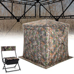 GYMAX Hunting Blind, 3 Person Pop up See Through Camouflage Deer Blind with Silent Sliding, Windows