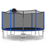 GYMAX Trampoline for Kids, ASTM Approved 12FT 14FT 15FT 16FT Recreational Toddler Trampoline with Enclosure Net, Basketball Hoop