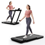 GYMAX Walking Pad, Dual LED Display Free Installation Running Machine w/Smart App/Remote Control & Bluetooth Speaker