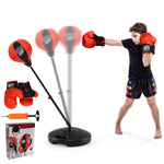 GYMAX Punching Bag for Kids, Inflatable Kids Punching Bags with Boxing Gloves, Height Adjustable Punching Bag Set