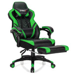 GYMAX Gaming Chair, Ergonomic Computer Chair with Footrest, Linkage Armrests & Lumbar Cushion, Big Wide High Back Video Gaming Chair