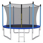 GYMAX Trampoline, 8FT 10FT 12FT 14FT 15FT 16FT Recreational Trampolines w/Safety Enclosure Net & Ladder - ASTM Certificated