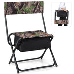 GYMAX Folding Hunting Chair, Portable Lightweight Camouflage Hunting Stool with Backrest, Storage Bag, Carry Handle & Shoulder Strap