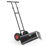GYMAX Snow Shovel Wheeled Pusher with 10” Pneumatic Rubber Wheels