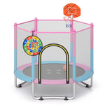 GYMAX Trampoline for Kids 60” Toddler Rebounder with Basketball Hoop & Dart Board