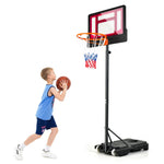 GYMAX Basketball Hoop, Adjustable Height 4.3-8.2 FT Basketball Goal System with Shatterproof Backboard