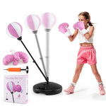 GYMAX Punching Bag for Kids, Inflatable Kids Punching Bags with Boxing Gloves, Height Adjustable Punching Bag Set
