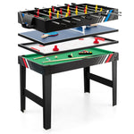 GYMAX 49" Multi Game Table, 4 in 1 Game Table with Foosball Table, Pool Billiards, Air Hockey & Table Tennis