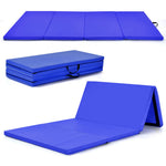 GYMAX Gymnastics Mat, 4 FT x 8 FT x 2 Inches Folding Exercise Mat w/Carry Handles & Sturdy Stitching Waterproof Cover