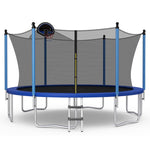 GYMAX Trampoline for Kids, ASTM Approved 12FT 14FT 15FT 16FT Recreational Toddler Trampoline with Enclosure Net, Basketball Hoop
