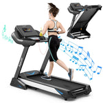 GYMAX Folding Treadmill, 4.75HP Auto Incline Treadmill with LED Monitor, Blue Tooth Speaker