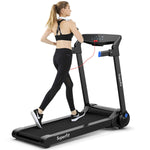 GYMAX Folding Treadmill, 3.0HP Free Installation Running Machine with Bluetooth Speaker