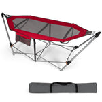 GYMAX Hammock with Stand Included, Camping Hammock with Carrying Bag & Storage Pocket