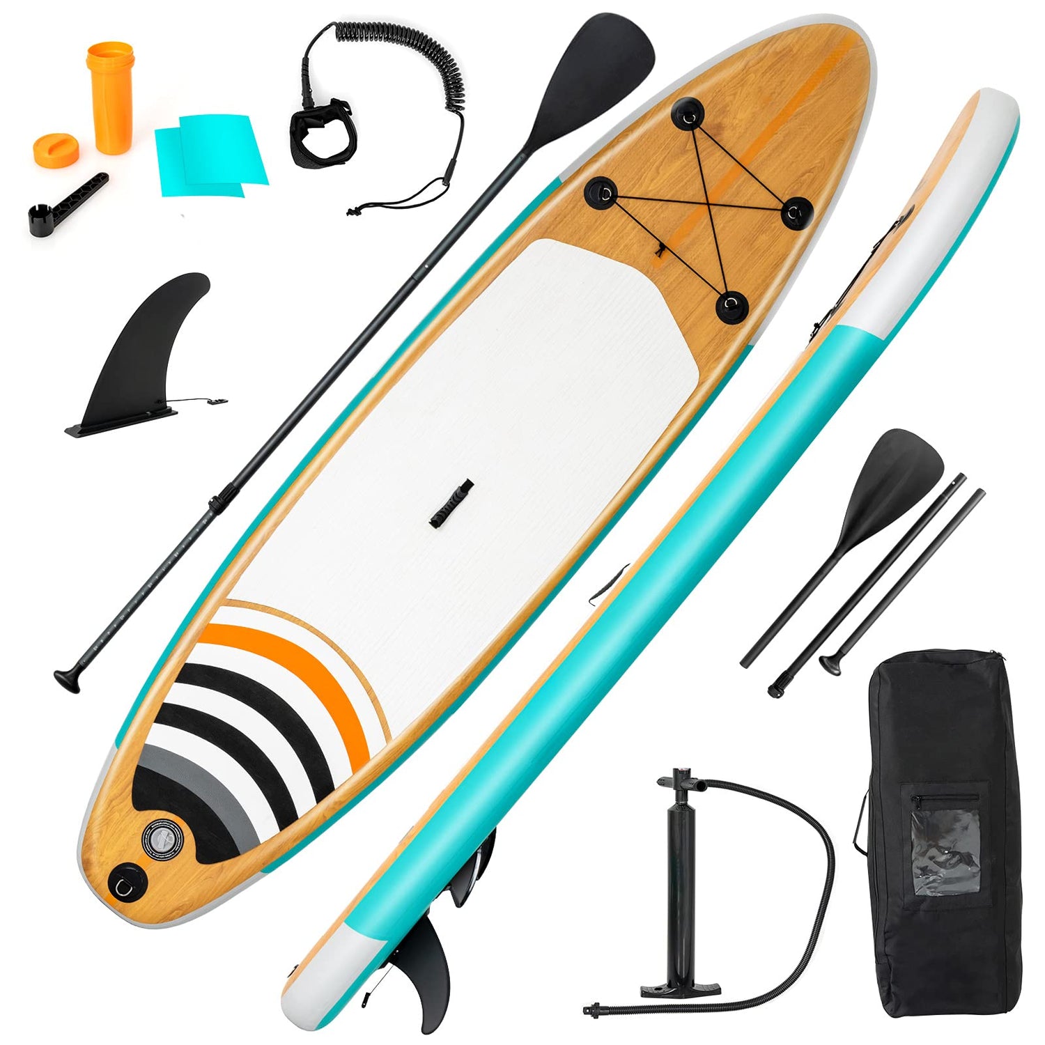 GYMAX Inflatable Stand Up Paddle Board, 6” SUP with Premium Complete Accessories