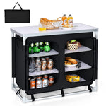 GYMAX Camping Table, Aluminum Camp Kitchen Table with 6 Zipper Storage Organizer & Carry Bag