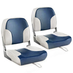 GYMAX Folding Boat Seat, 2 Pack Low Back Fishing Captain Boat Seats w/Thick Sponge Padding