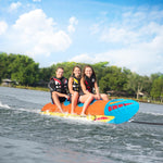 GYMAX Hot Dog Towable, 1-3 Riders Towable Tube for Boating with EVA Seat Pads, Easy Grip Handles