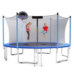 12FT 14FT 15FT Kids Trampoline with Safety Enclosure Net Ladder & Spring Cover