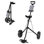 GYMAX Golf Cart, 2 Wheel Golf Push Cart with 9.5” Wear-Resistant Rubber Wheels