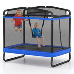 GYMAX Rectangle Trampoline for Kids 70” Toddler Rebounder with Detachable Swing