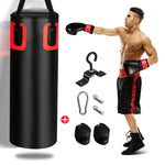 GYMAX Punching Bag Set, 56lbs Prefilled Heavy Duty Boxing Bag for Adults with 12OZ Punching Gloves & Two 95" Hand Wraps