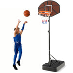 GYMAX Basketball Hoop Outdoor, Basketball Goal 7-7.9 FT Height Adjustable with Shatterproof Backboard and Fillable Base