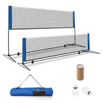 GYMAX Badminton Net, Height Adjustable Tennis Net Set w/Poles, 2 Birdies & Carry Bag, Easy Setup Pickleball Net Sports Net