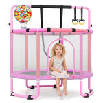 GYMAX Toddler Trampoline with Enclosure 6 in 1 Kids Trampoline(55/60 Inch)