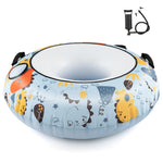 GYMAX Snow Tube, 52" Heavy Duty Inflatable Snow Sled for Kids and Adults w/Padded Handles & Tow Rope Hook, Premium Polyester Oxford Cover